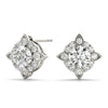 Round Floral Halo Diamond Earrings DiamondStatus