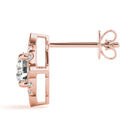 Round Floral Halo Diamond Earrings