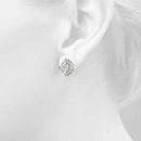 Round Floral Halo Diamond Earrings