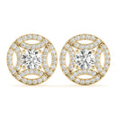 Round Pattern Halo Diamond Earrings