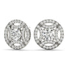 Round Pattern Halo Diamond Earrings DiamondStatus