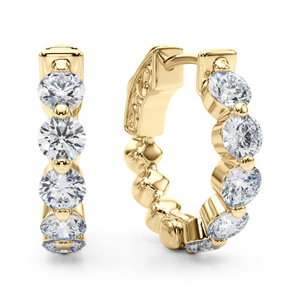 Round Diamond Hoop Earrings