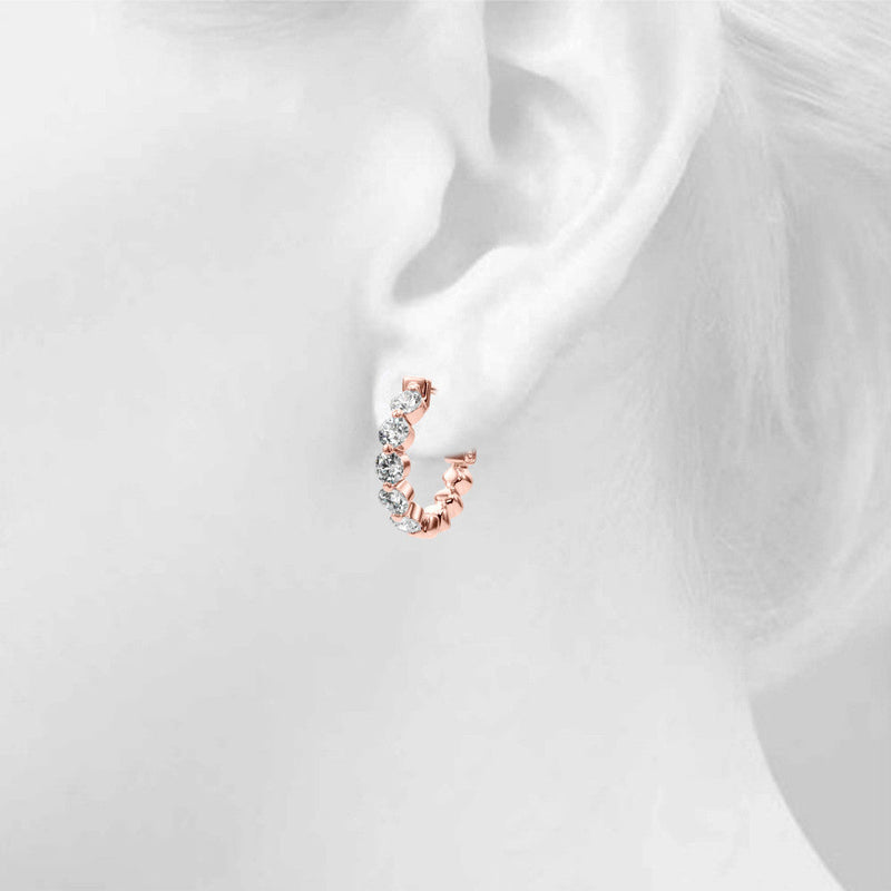 Round Diamond Hoop Earrings