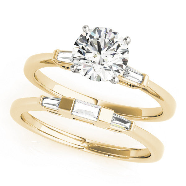 Round Baguette Shoulders Engagement Ring