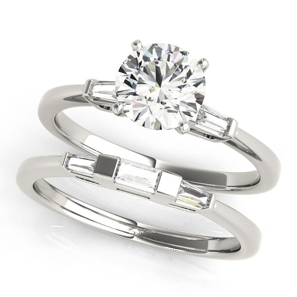 Round Baguette Shoulders Engagement Ring