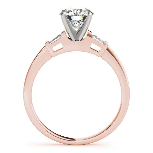 Round Baguette Shoulders Engagement Ring