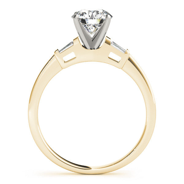 Round Baguette Shoulders Engagement Ring