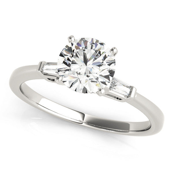 Round Baguette Shoulders Engagement Ring
