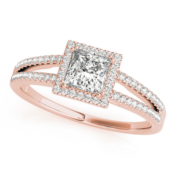 Princess Cut Halo Multi-Row Engagement Ring