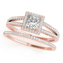 Princess Cut Halo Multi-Row Engagement Ring