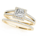 Princess Cut Halo Multi-Row Engagement Ring