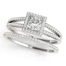 Princess Cut Halo Multi-Row Engagement Ring