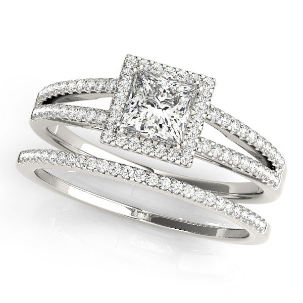 Princess Cut Halo Multi-Row Engagement Ring