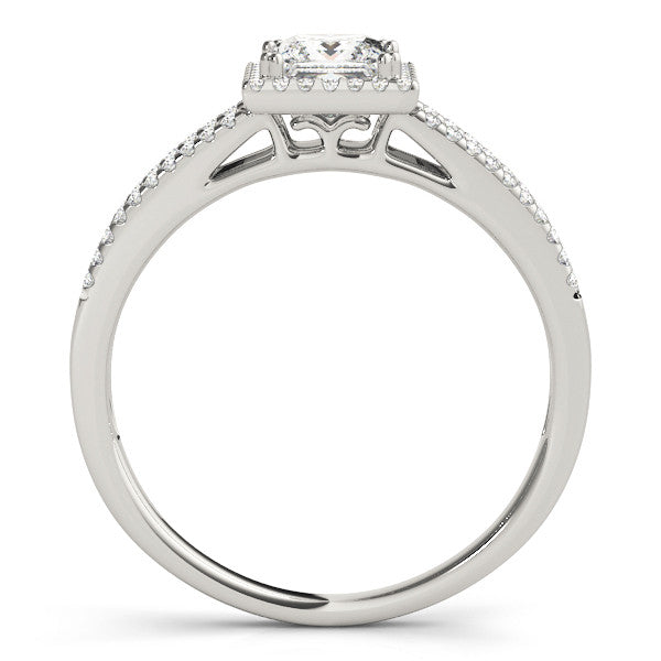 Princess Cut Halo Multi-Row Engagement Ring
