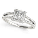 Princess Cut Halo Multi-Row Engagement Ring
