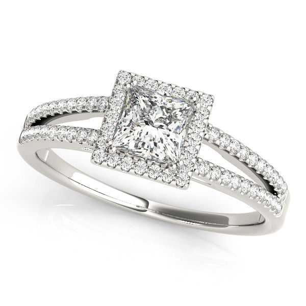 Princess Cut Halo Multi-Row Engagement Ring