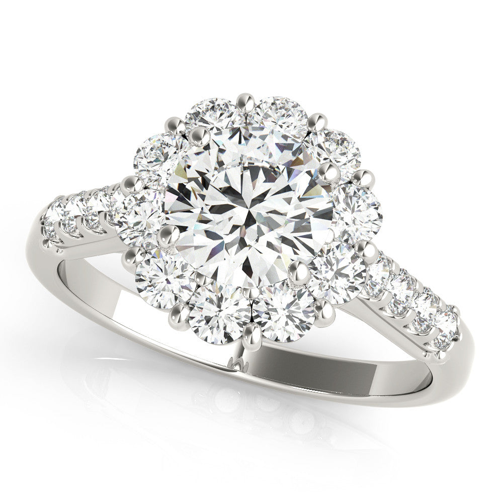 Round Cut Halo Engagement Ring