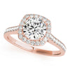 Round Cut Halo Pavé Engagement Ring DiamondStatus