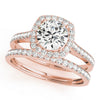 Round Cut Halo Pavé Engagement Ring DiamondStatus