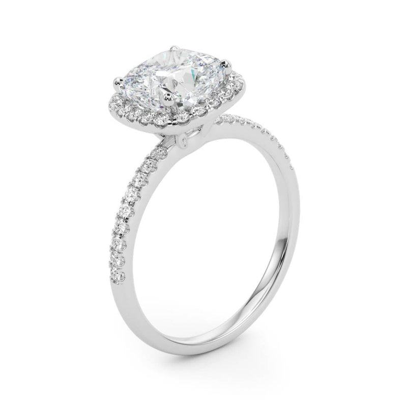 Cushion Cut Halo Pavé Engagement Ring