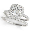Cushion Cut Halo Pavé Engagement Ring DiamondStatus