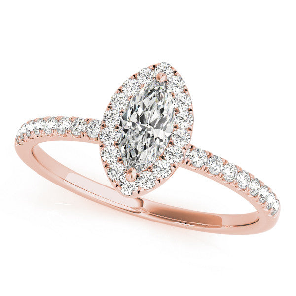 Marquise Cut Halo Pavé Engagement Ring