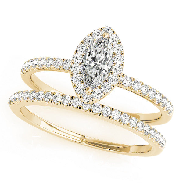 Marquise Cut Halo Pavé Engagement Ring