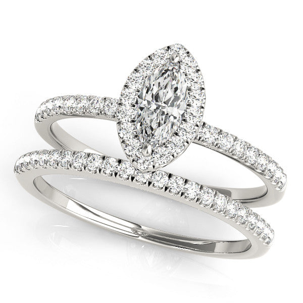 Marquise Cut Halo Pavé Engagement Ring