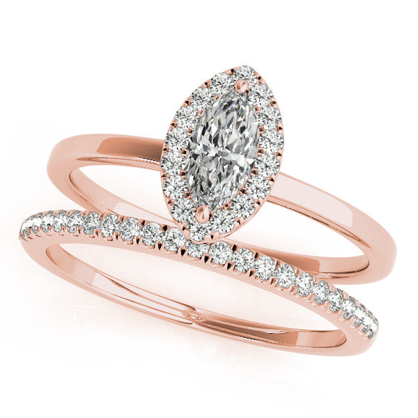 Marquise Cut Halo Engagement Ring
