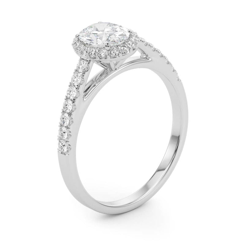Oval Cut Halo Pavé Engagement Ring