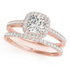 Cushion Cut Halo Pavé Engagement Ring DiamondStatus