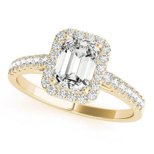 Emerald Cut Halo Pavé Engagement Ring