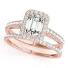 Emerald Cut Halo Pavé Engagement Ring DiamondStatus
