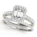Emerald Cut Halo Pavé Engagement Ring DiamondStatus