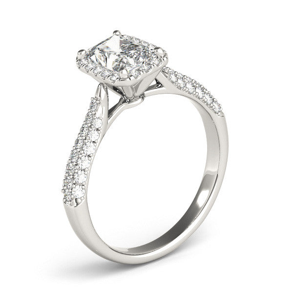 Emerald Cut Halo Pavé Engagement Ring