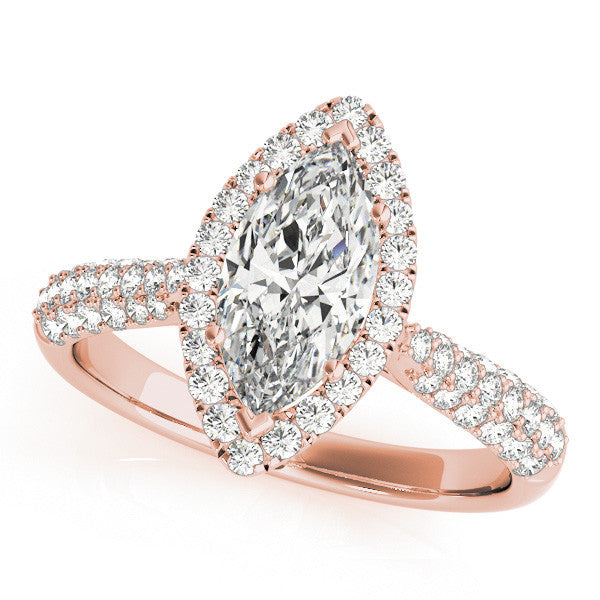 Marquise Cut Halo Pavé Engagement Ring