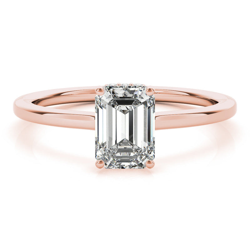 Emerald Hidden Halo Engagement Ring