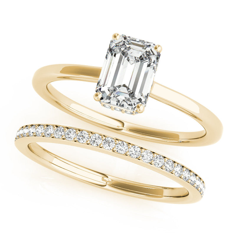 Emerald Hidden Halo Engagement Ring