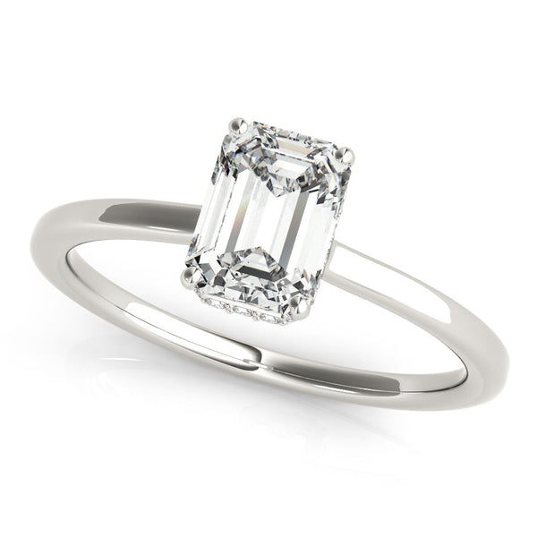 Emerald Hidden Halo Engagement Ring
