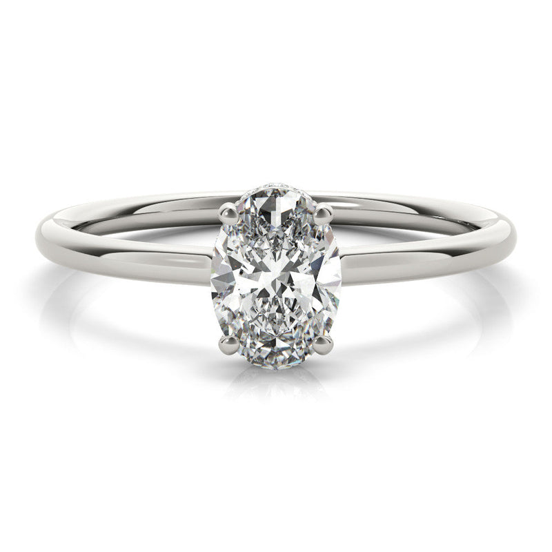 Oval Hidden Halo Engagement Ring