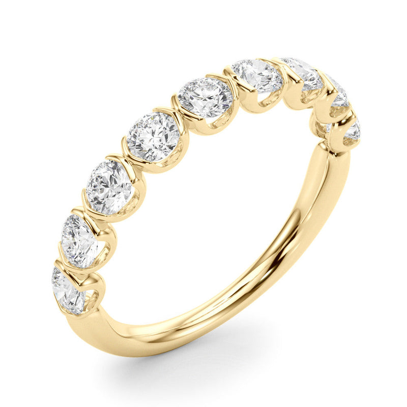 Round Rub Over Diamond Wedding Ring