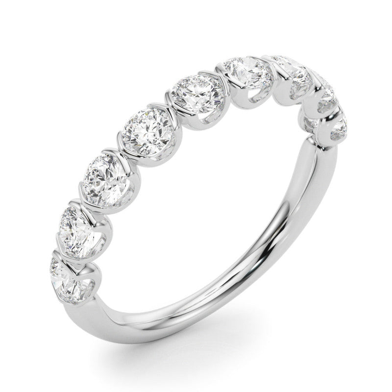 Round Rub Over Diamond Wedding Ring