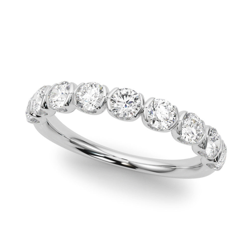 Round Rub Over Diamond Wedding Ring