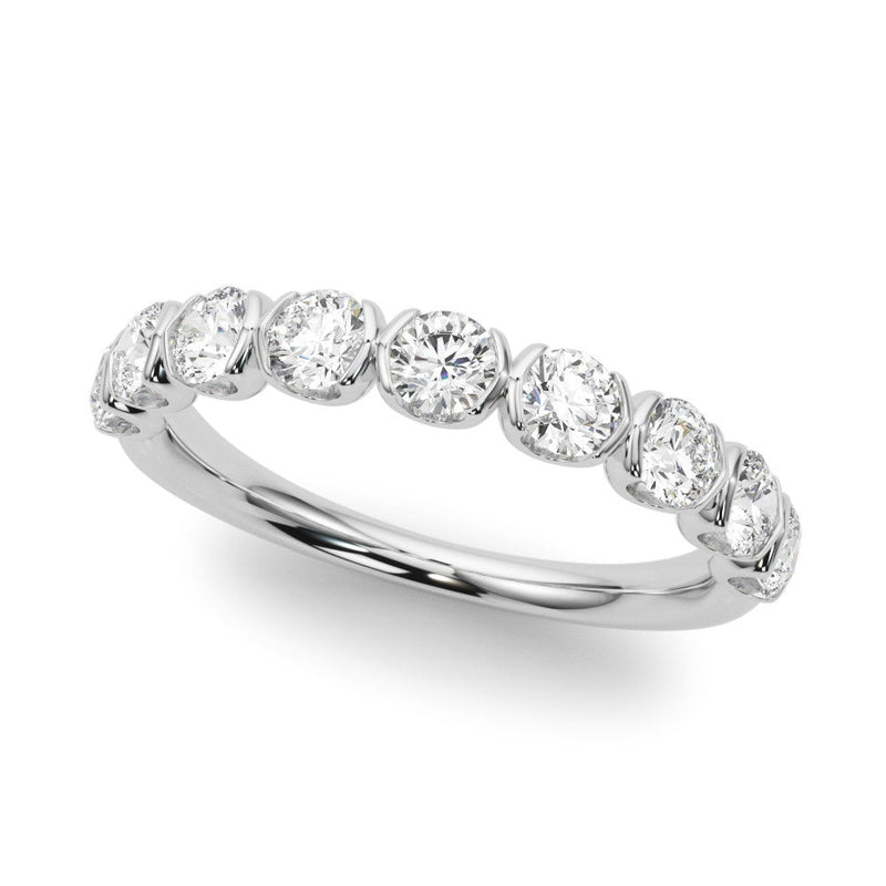 Round Rub Over Diamond Wedding Ring