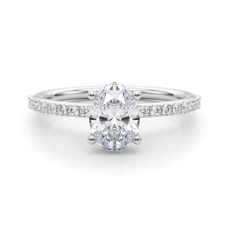 Oval Hidden Halo Pavé Engagement Ring 51208W | Free Delivery