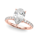 Pear Hidden Floral Pavé Engagement Ring DiamondStatus