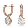 Stilla Round Drop Earrings Rose Gold Swarovski