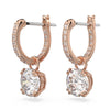 Stilla Round Drop Earrings Rose Gold Swarovski