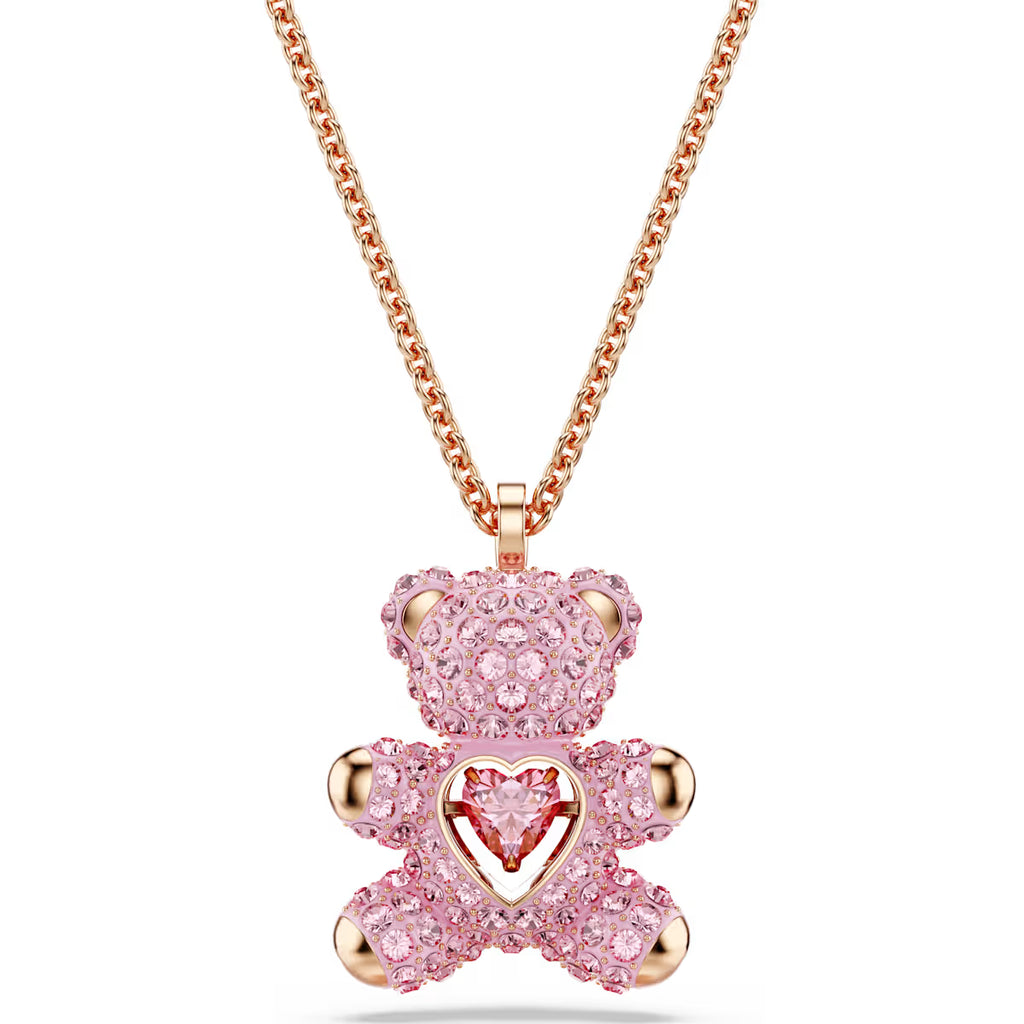 Swarovski Pink Teddy Pendant Necklace Rose Gold 5642976