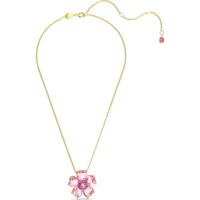 Swarovski Idyllia Flower Pendant Necklace Gold Pink 5650569